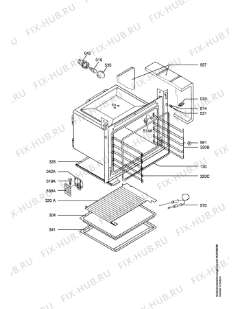 Взрыв-схема плиты (духовки) Juno Electrolux JEB65601A - Схема узла Oven